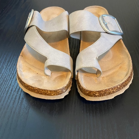 Bjorndal Womens Toe Loop Cork Footbed Sandals Buckle Slide, Gray Brown SZ 10 - Picture 1 of 10